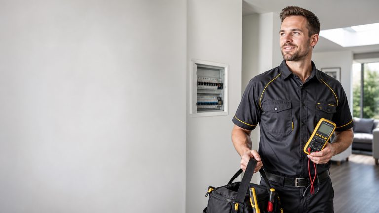 Licensed Melbourne electrician ready to help at a modern home