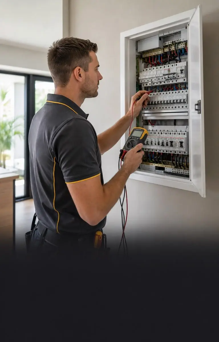 Licensed electrician testing a Melbourne residential switchboard