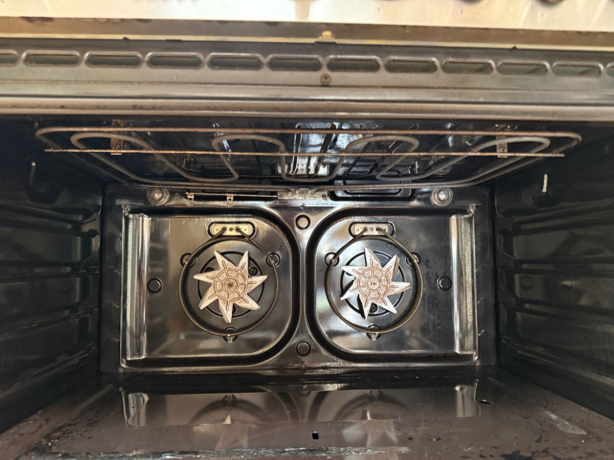 Interior of a Smeg electric oven inspected during an Electrica Co service visit in Melbourne